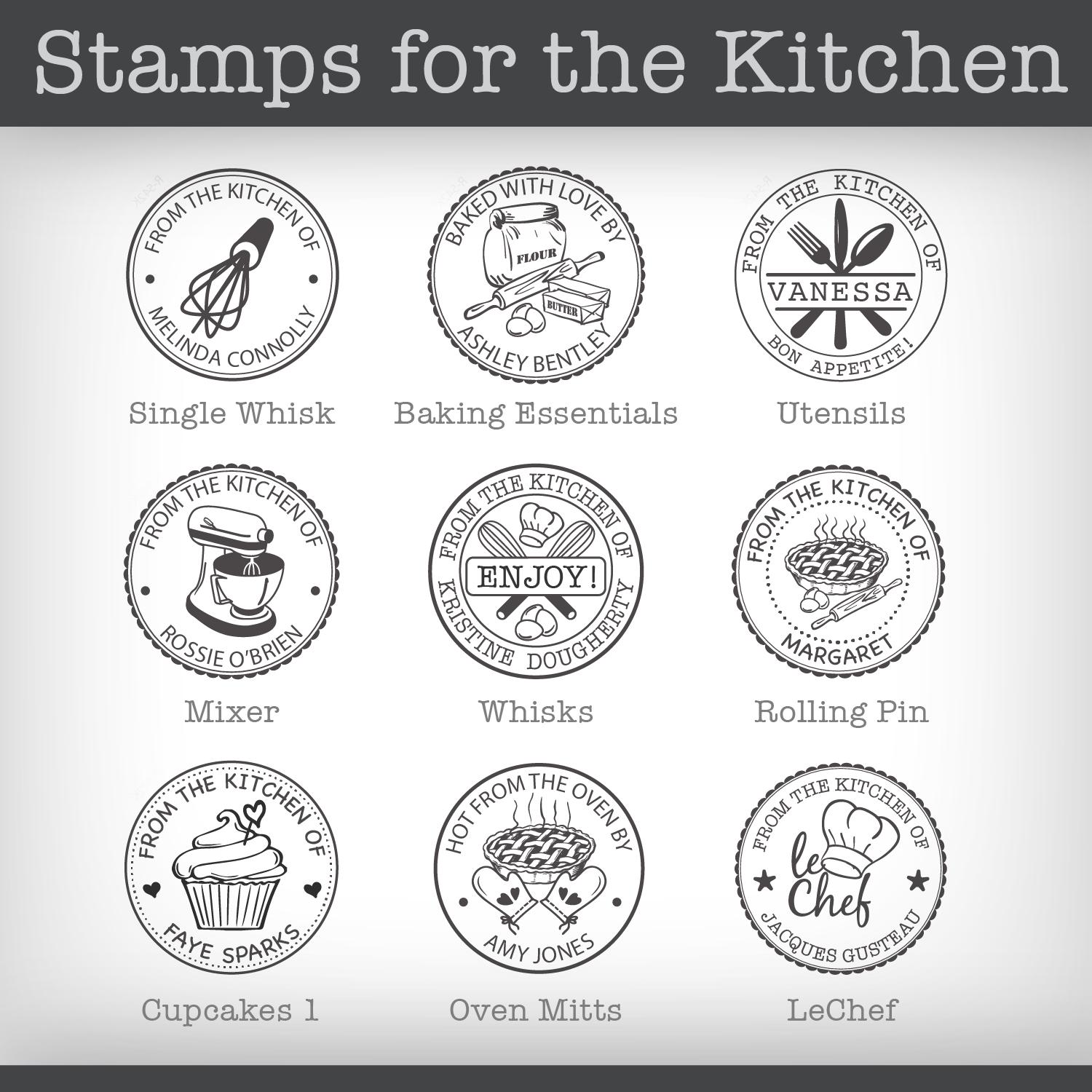 Personalized Kitchen Rubber Stamp: Cupcake, Pie, Rolling Pin, Baking and more. - Image 2